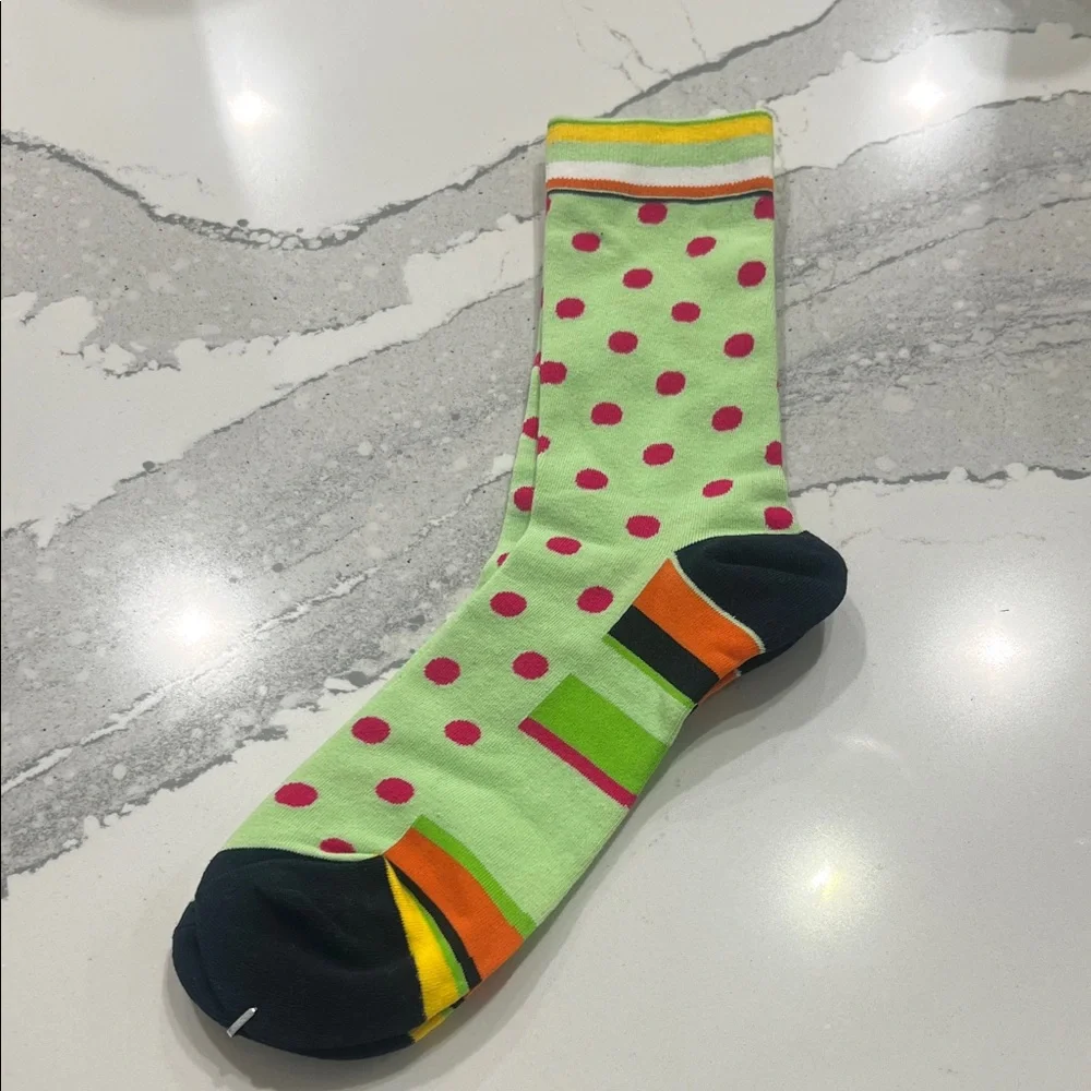 Polka Dot Men's‎ Sock - Green and Pink